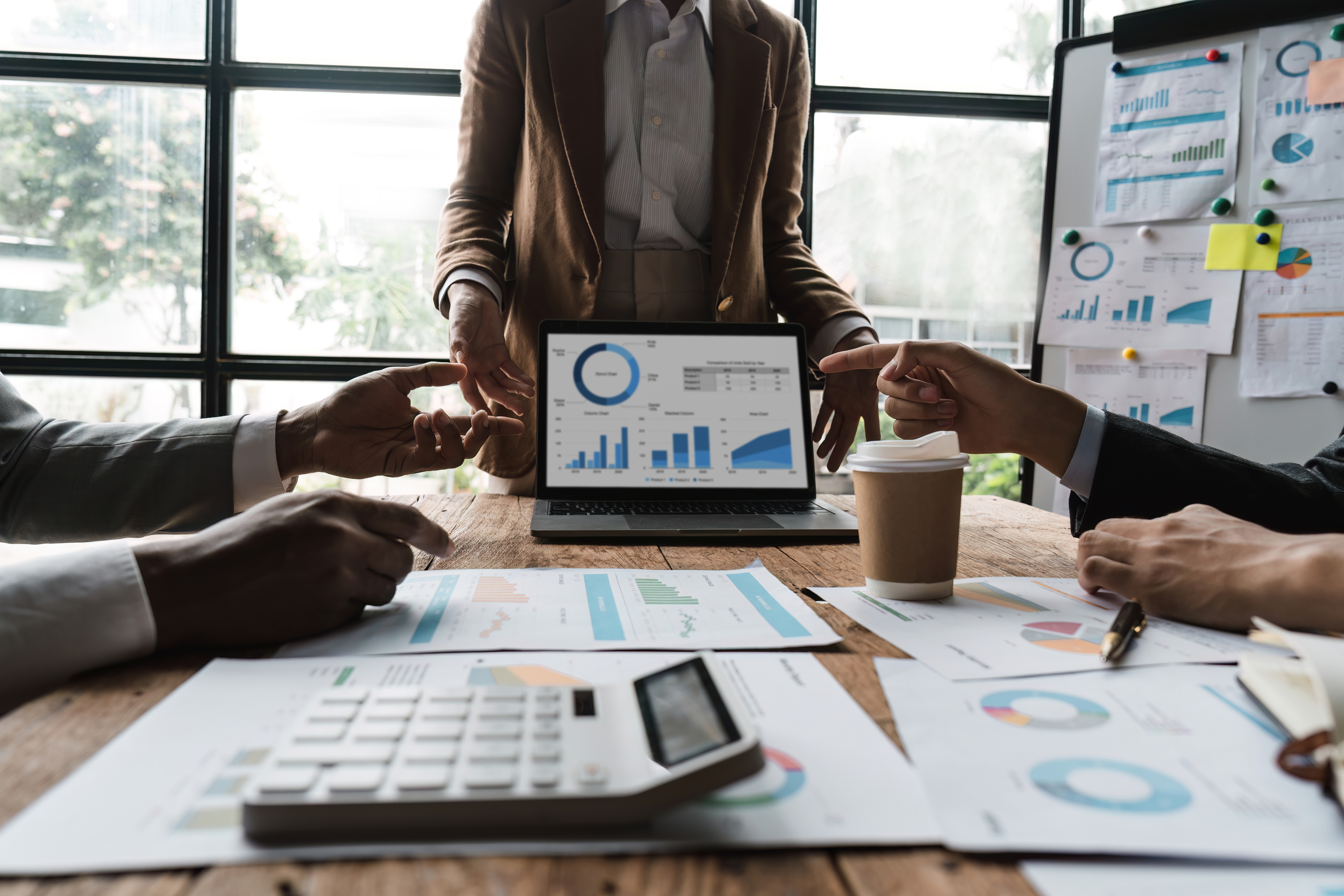 Marketing team reviewing data and analytics