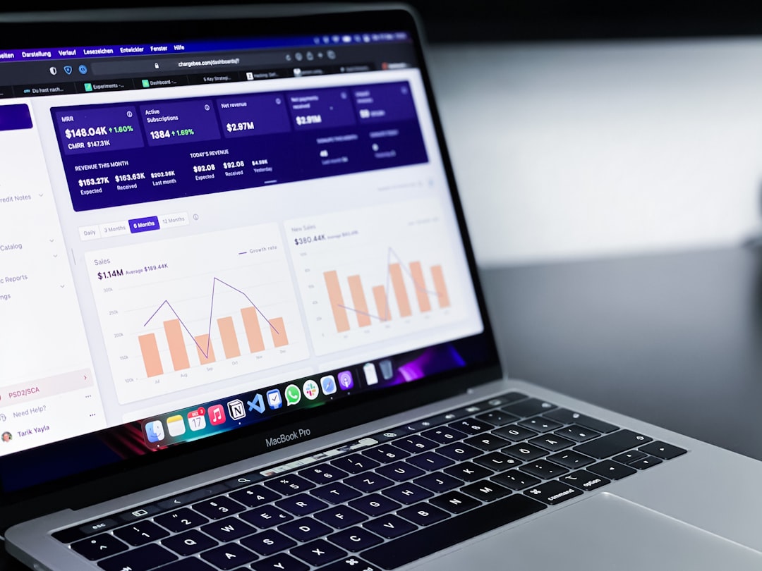A laptop showing sales pipeline analytics used to score and route inbound leads