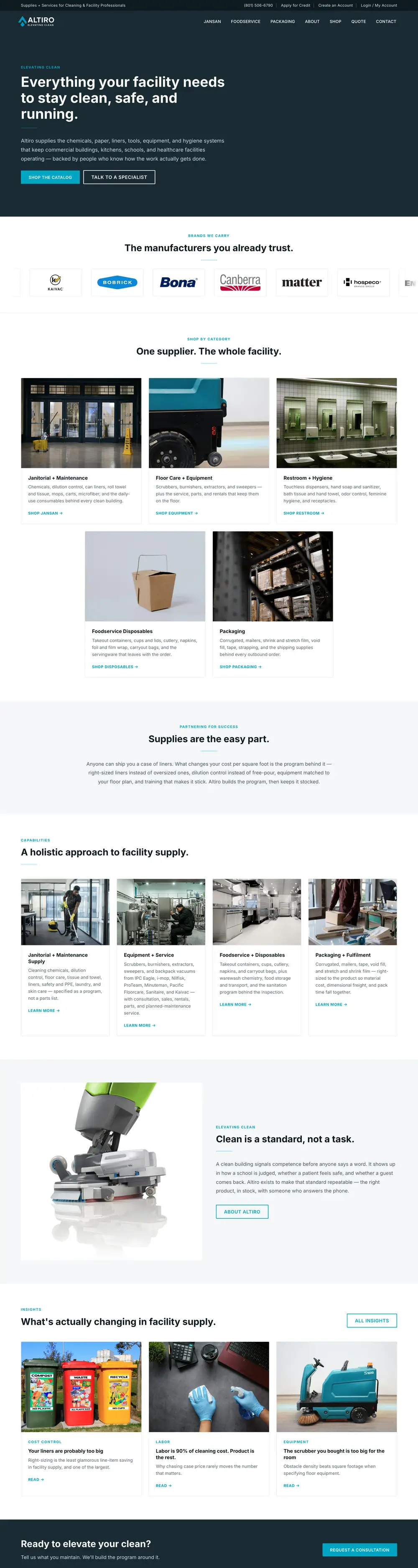 Altiro website homepage, designed by Emerald Beacon