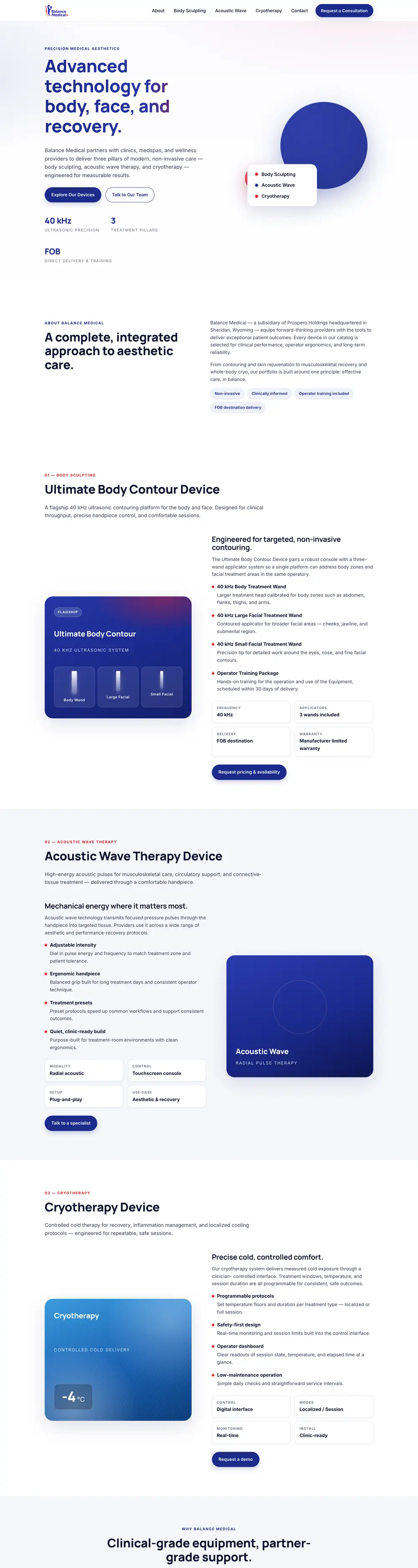 Balance Medical website homepage, designed by Emerald Beacon
