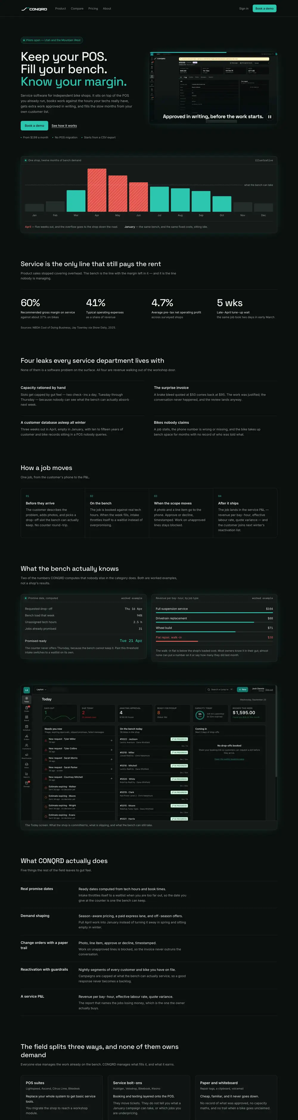 CONQRD website homepage, designed by Emerald Beacon