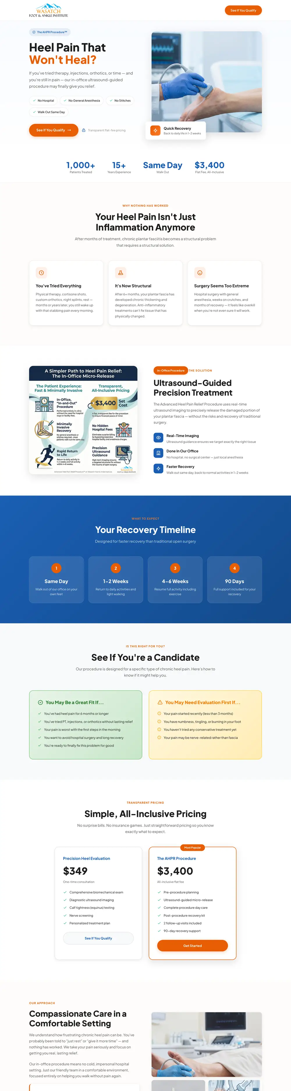 Heel Pain Clinic Utah website homepage, designed by Emerald Beacon