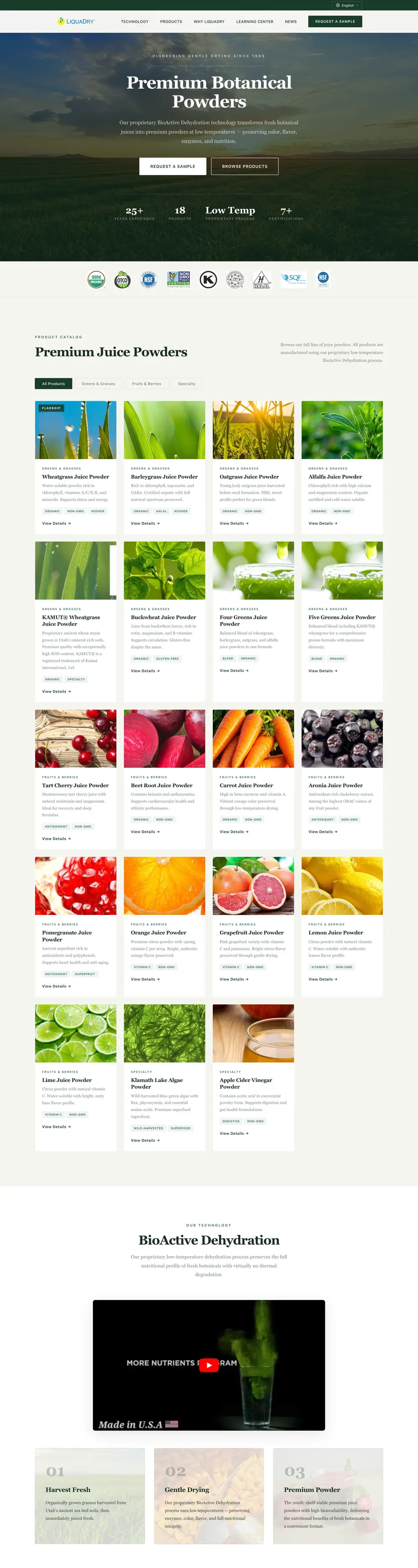 LiquaDry website homepage, designed by Emerald Beacon