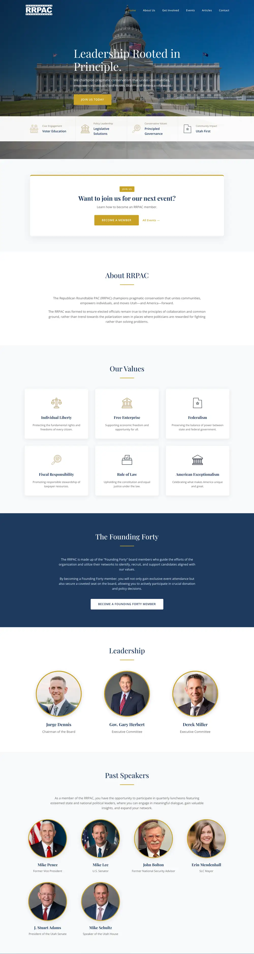 Republican Roundtable PAC website homepage, designed by Emerald Beacon