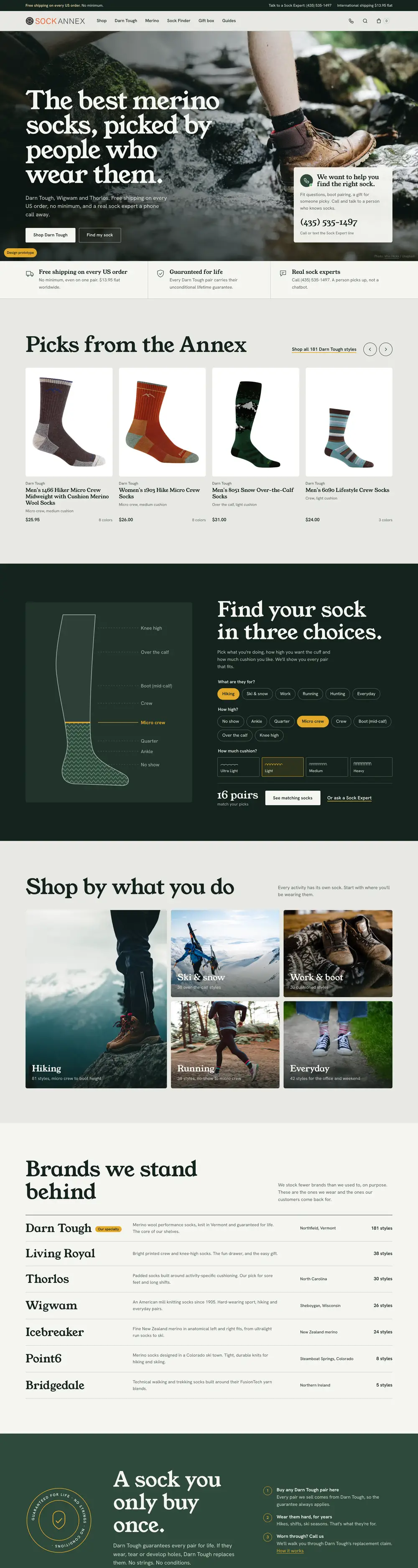 Sock Annex website homepage, designed by Emerald Beacon