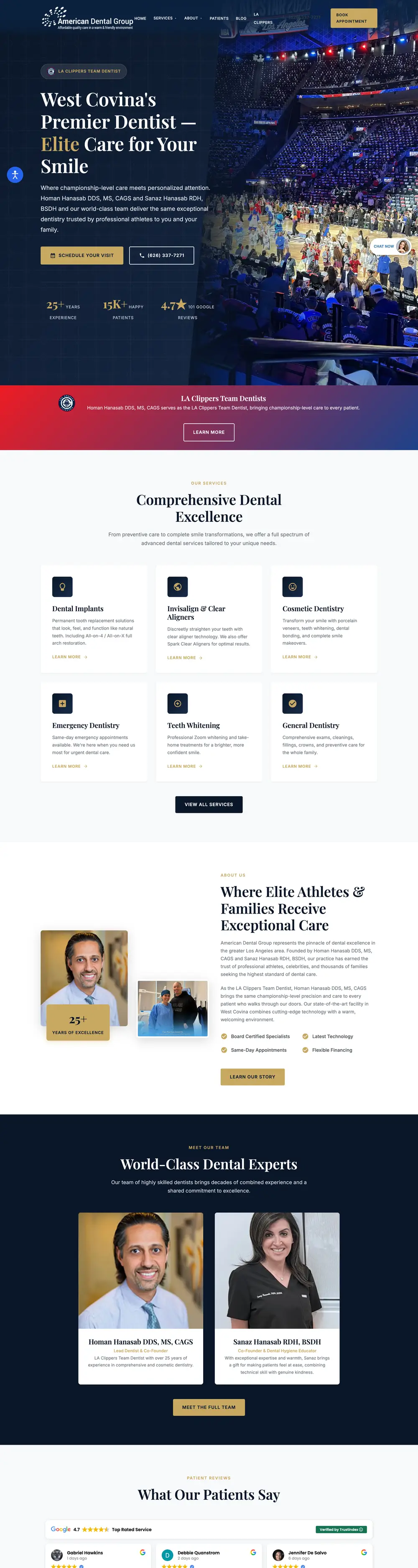 My West Covina Dentist website homepage, designed by Emerald Beacon